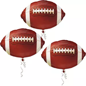 Pack of 3 Anagram Championship Party Football Shape 18" Foil Balloons, Brown - Picture 1 of 2