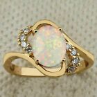 2Ct Oval Lab Created Fire Opal Diamond Engagement Ring 14K Yellow Gold Plated