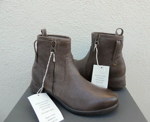 UGG COLLECTION STELLA GRIGIO LEATHER FULLY SHEARLING LINED BOOTS, US 8/ 39 ~NIB - Picture 1 of 7