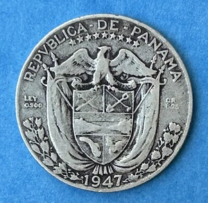 1947 Panama 1/4 Balboa Silver Coin - Picture 1 of 2