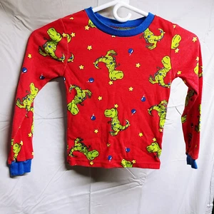 Highland Originals Boys Size 5/6 Red Christmas Dinosaur Pajama Top Shirt - Picture 1 of 16