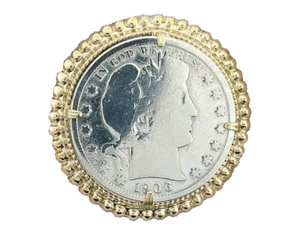 1906 Barber 50 Cent In God We Trust Half Dollar vergoldete Brosche EBS9217 - Bild 1 von 1