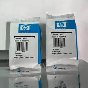 2 Genuine HP 57 Tri-Color Ink Cartridge C6657A No Box - Sealed Foil. - Picture 1 of 3