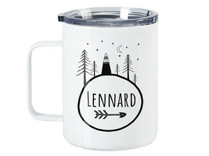 Thermobecher mit Name, Welt Landkarte, Outdoor für Garten, Camping und Reise  - Bild 1 von 7