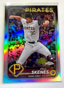 Pirates Paul Skenes Mint 2024 Topps Chrome Aggiornamento Rifrattore Rookie Card RC #27 - Foto 1 di 1