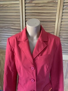 Noel Asmar Equestrian Red Stretch Jumper Jacket Mesh Lined Large Fox Hunt Pinque - Picture 1 of 16