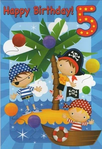 ¡FELIZ CUMPLEAÑOS DE 5 AÑOS! TARJETA DE CUMPLEAÑOS 5' Y SOBRE A JUEGO 5" X 7" - Imagen 1 de 3