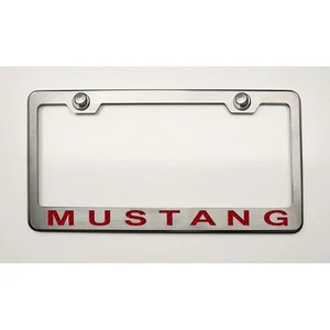 Plate Frame Red C-Fiber 'Mustang' Inlay&Brushed Face for 2005-2009 Mustang - Picture 1 of 4