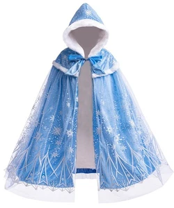 Mantello da principessa bambina per Elsa bambino caldo con cappuccio vestito 2-10 anni - Foto 1 di 6