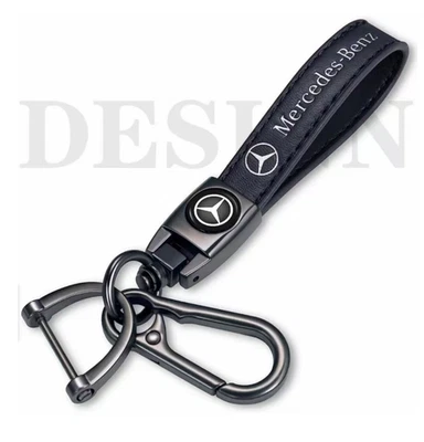 For Mercedes-Benz Luxury Leather Keychain Keyring Logo Car Key Ring - Image 1 of 4