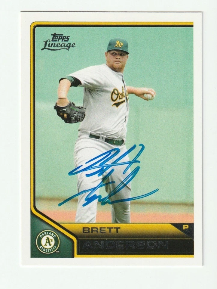 Brett Anderson Signed 2011 Topps Lineage Card #18 Auto Athletics Autograph COA - Image 1 of 1