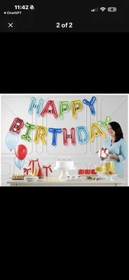 "Juego de cartas llenas de aire con pancarta de globos de feliz cumpleaños globos de 16"" nuevos sellados" Foto 1 de 3