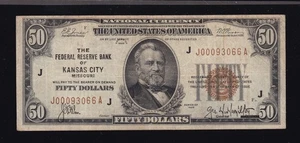 US 1929 $50 FRBN Federal Reserve Bank of Kansas City FR 1880-J VF (066) - Picture 1 of 2