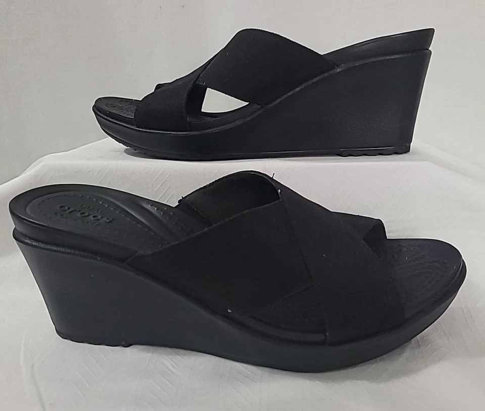 Sandalias Crocs Capri para mujer negras chanclas con tiras doble comodidad talla 11 Foto 1 de 4