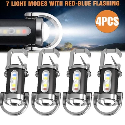 4 PACK Super Bright LED Mini Flashlight USB Rechargeable Pocket Keychain Torch - Image 1 of 4