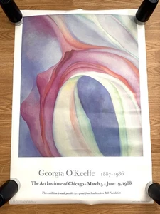 1988 Georgia O'Keeffe The Art Institute Of Chicago Poster MUSIK - PINK & BLUE II - Bild 1 von 10