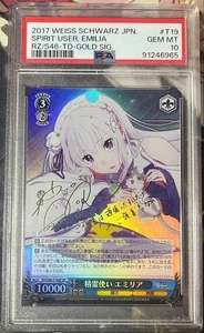 PSA 10 Blanco Negro Re:Zero Spirit User Emilia Signed RZ/S46-T19SP SP JP - Imagen 1 de 2