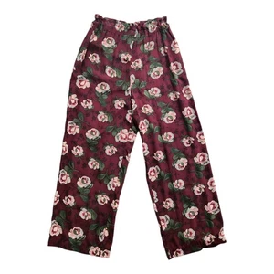 Vtg Cullinane 100% Silk Wide Leg Floral Print Palazzo Pants Elastic Waist Sz 10 - Picture 1 of 18