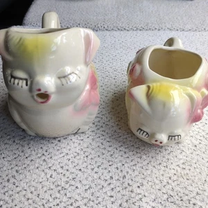 Vintage Sha Wnee Kunstkeramik Puss’n Boots Milchkännchen Krug & Zuckerdose 4,5”x 4,75”  - Bild 1 von 4