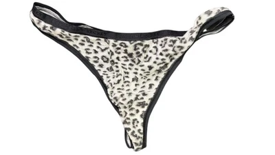 Victoria's Secret Tanga Ropa Interior Mujer Mediana Estampado Leopardo Negro Borde Bragas Foto 1 de 3
