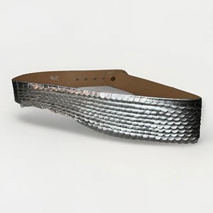Vintage Charles Jourdan Belt Women's Silver Tone Metallic Leather Made France M - Picture 1 of 10