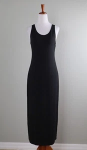 EILEEN FISHER $178 Solid Black Viscose Stretch Midi Tank Dress Size Small - Picture 1 of 6