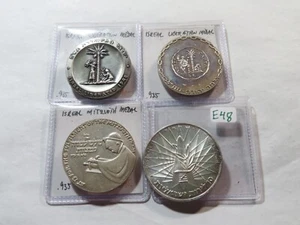 E48 Israele medaglie commemorative argento antico 0,935 fine gruppo 4 pezzi - Foto 1 di 2