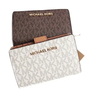 Michael Kors Wallet Wallet Wallet Jet Set Travel Bifold Zip Vanilla - Picture 1 of 10
