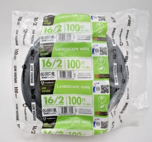 Southwire Landscape Lighting Wire 16/2 Low Voltage 100 Black Stranded Wire Cable - Picture 1 of 10