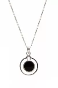 Pendente In Onice Naturale In Argento Con Collana Da 18" 925 Marchio - Foto 1 di 2