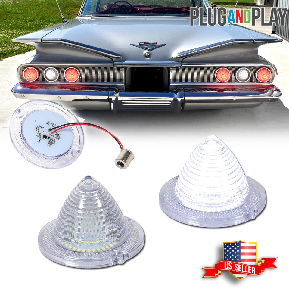 2X Luz de Retroceso LED Blanca Trasera Transparente 1960-1961 Impala Bel Air Biscayne El Camino Foto 1 de 4