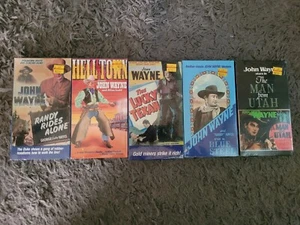 5 New John WAYNE VHS Movies Lucky Texan Hell Town Man From Utah Blue Steel - Picture 1 of 3