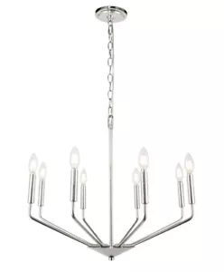 Chandelier Chrome Kitchen Dining Living Room Bedroom Foyer 8 Light Fixture 25" - Picture 1 of 10