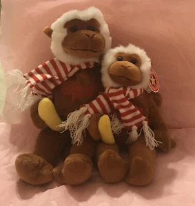 Herrington Teddy Bear Club Cheesecake Factory  RARE Beanbag Monkey Mama & Baby - Picture 1 of 10