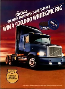 VINTAGE 1990 SKOAL HALBWAGEN KAUTABAK GEWINNSPIEL WHITEGMC RIG DRUCK ANZEIGE - Bild 1 von 1
