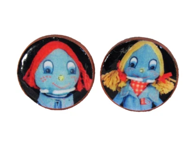 Handmade Refrigerator Magnet Set Vintage Doll Photo Art Levi Ragdolls Retro Toys - Image 1 of 3