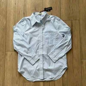 NWT Blank NYC Blue and White Striped Button Down Shirt Women’s Small - Picture 1 of 5