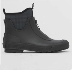 NIB Burberry Flinton Vintage-check Rubber Rain Boots Black Sz US 10.5-11 EUR 41 - Picture 1 of 11