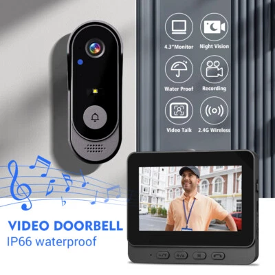 Wireless Video Door Bell WiFi Phone Intercom System with Monitor Doorbell Camera - Image 1 of 4