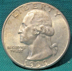 1939-D Washington 90% Silver 25c-High Luster-Sharp Details-AU+-#405 - Picture 1 of 2