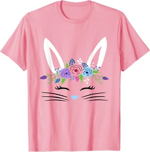 Bunny Face for Teen Girls Easter Women and Daughter Cute t shirt - Picture 1 of 4
