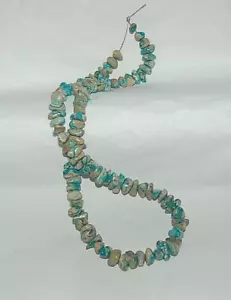 RARE - NEVADA FOX BOULDER TURQUOISE 9-13MM Long NUGGET BEADS - 18" - 1956EU - Picture 1 of 2