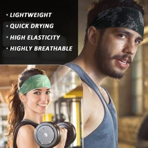 Sweat Band Men Women Sports Headband Yoga Gym Sweatband Hair Bands Head Prevent - Picture 1 of 20