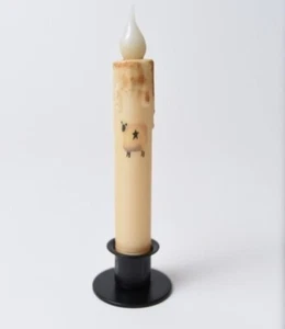 Country Primitive 7" Sheep Led Taper Candle w Timer Wax Dipped - Picture 1 of 3