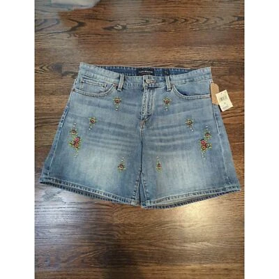 Pantalones Cortos de Denim Enrollables Bordados Florales Lucky Brand Nuevos con Etiquetas Foto 1 de 4