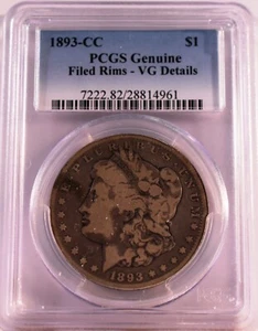 1893 CC Morgan Silver Dollar - PCGS Graded VG Details - Filed Rims - Picture 1 of 4