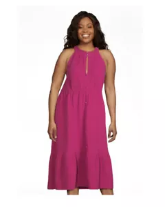 Time and Tru Womens Berry Sleeveless Tiered Midi Dress X-Large NEW - Picture 1 of 11