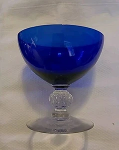 Morgantown Glass Co. Azul Cobalto "Ritz Golf Ball" Vástago Champagne/Sherbet Juego de 3 - Imagen 1 de 5