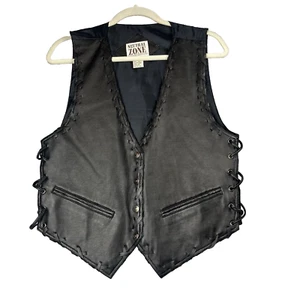 VTG Leather Vest Biker Western By Natural Zones Size Small - Picture 1 of 10