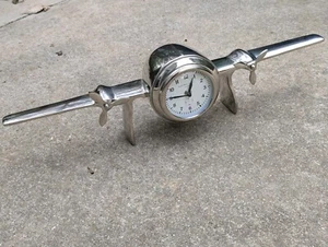 Z GALLERIE Aviator Table Clock Large 25" Chrome Plane Art Deco Moving Propellers - Picture 1 of 15